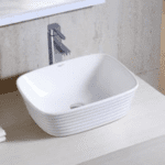 Linear Rectangular Designer Table Mounted Wash Basin (white) - By Aquant