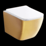 Rimless Wall Hung WC With Soft Close Uf Slim Seat Cover (golden Textured With White) - By Aquant