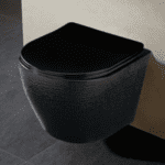 Rimless Wall Hung WC With Uf Slim Seat Cover ( Crocodile Leather Black )