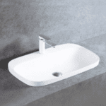 Rectangular Semi Counter / Table Mounted Wash Basin (white) - By Aquant