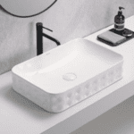 Designer Rectangular Table Mounted Art Wash Basin (white) - By Aquant