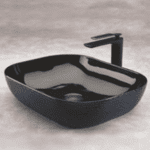 Crocodile Leather Finish Table Mounted Wash Basin (glossy Black) - By Aquant
