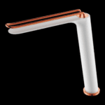 Curve Series Basin Mixer Tall Body Foam Flow (matt White Rose Gold) - By Aquant