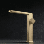 Brass Tall Body Basin Mixer With Side Knob Control (brushed Gold) - By Aquant