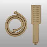 Powder Flow Brass Hand Shower With Hose Pipe (brushed Gold) - By Aquant