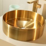 Round Gold Metal Table Mounted Wash Basin (gold) - By Aquant
