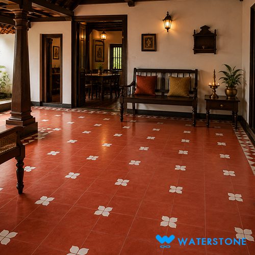 Athangudi RWAD 104-03 tiles laid in a room