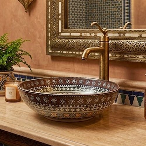 Moroccan Pattern Table Top Basin WUS-1011-A (405x405x125mm)
