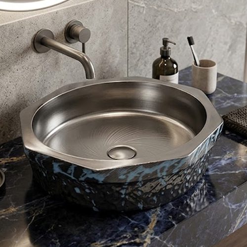 Matt Blue and Brown Table Top Basin WUS-1026-A (420x420x150mm)