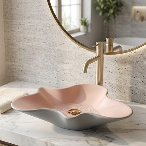 Matt Pink and Grey Table Top Basin WUS-1030-A (515x460x130mm)