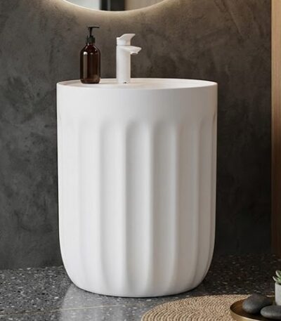 Glossy White Fluted Basin WUS-1041-A