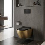 White and Gold Texture Wall Hung Closet WUS 3005 D (bathroom view)