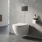 Glossy White Ultra Slim Edge Wall Hung Closet WUS 3009 A (bathroom view)