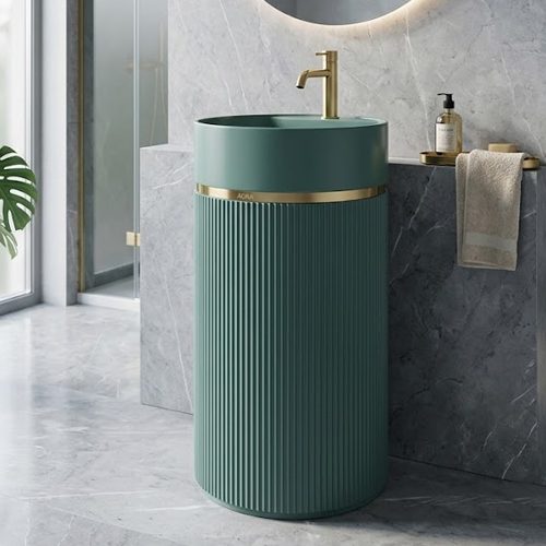 Green Artificial Stone Stand Basin WUS-5001 (600x380x860mm)