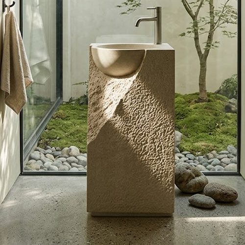 Ivory Artificial Stone Stand Basin WUS-5006 (400x400x860mm)