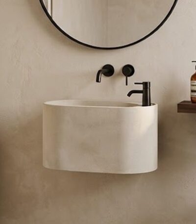 Matt Ivory Artificial Stone Wall Hung Basin WUS-5015-A