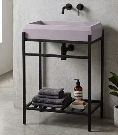 Matt Light Purple Artificial Stone Basin with Iron Stand WUS-5019-A