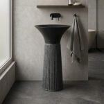 Black Ceramic Basin with Resin Pedestal WUS 5044 A